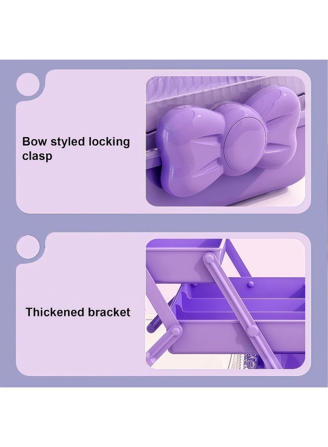 شو وو صندوق تخزين للأطفال، منظم/سلة/صندوق ثلاثي الطبقات، مكعب تخزين ألعاب، صندوق تخزين إكسسوارات الشعر، ربطات الشعر والقلائد، صندوق تخزين إكسسوارات شعر الأطفال، منظم مجوهرات لطيف للبنات، صندوق تخزين مستحضرات التجميل، حاوية تنظيم مجوهرات لطيفة قابلة للقفل، متين وقابل للغسل، لدبابيس الشعر، هدية سفر عملية، للبنات والسيدات - Image 3